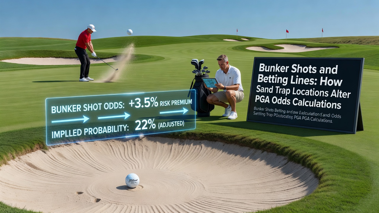 Close-up of a golfer executing a bunker shot with sand flying, illustrating technique under pressure