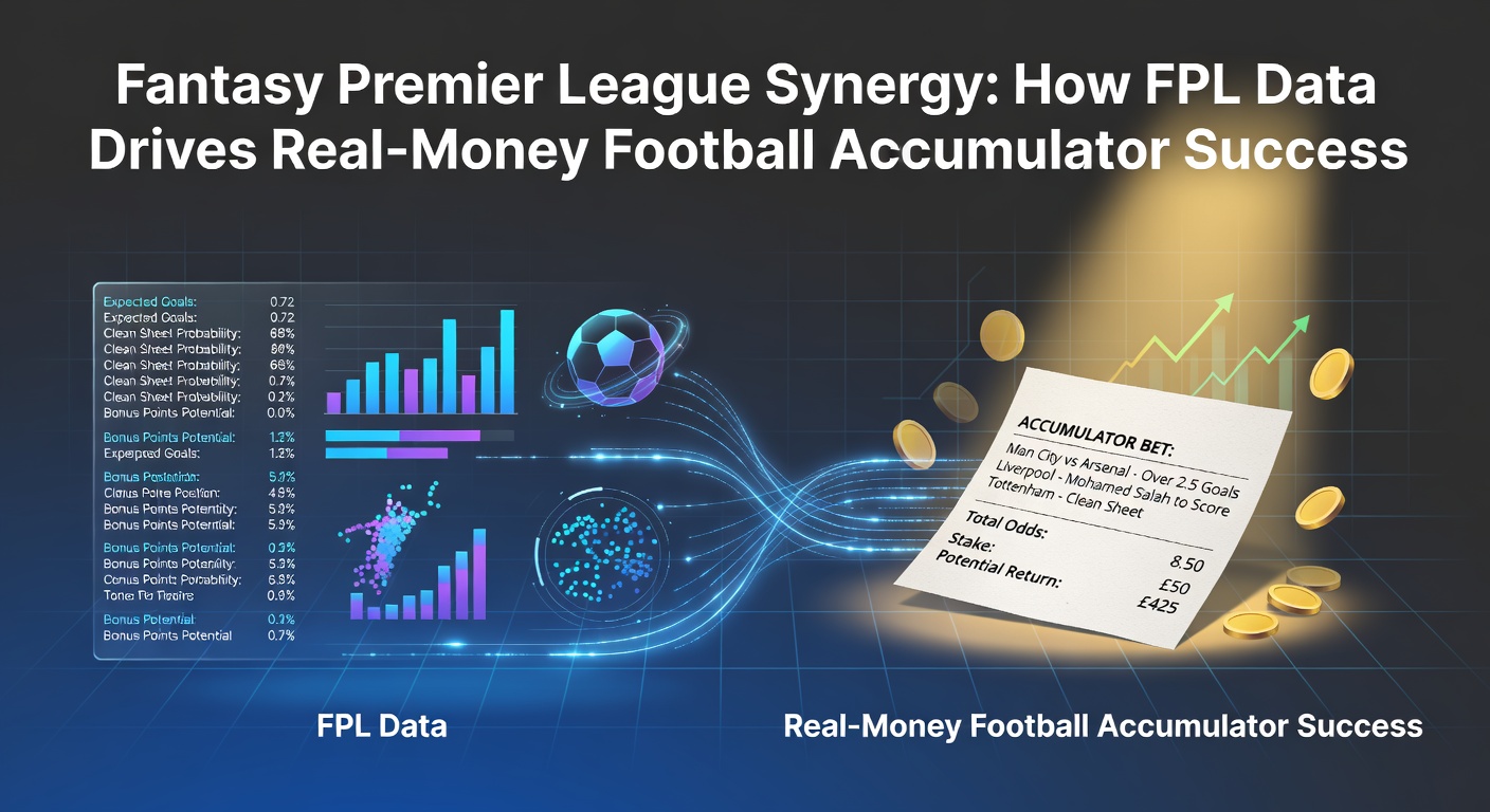 Fantasy Premier League dashboard displaying player stats alongside a football accumulator bet slip on a mobile screen, highlighting data overlap in April 2026 gameweek