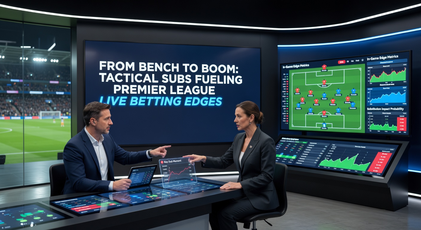 Animated graph displaying live odds fluctuations following key Premier League substitutions, with lines spiking during late-game surges
