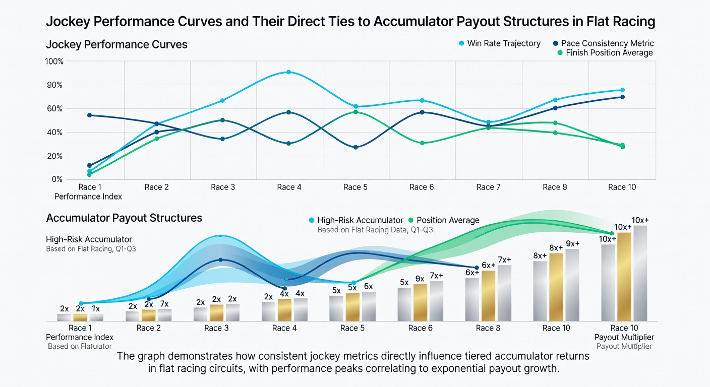 Accumulator payout structure diagram tied to jockey statistics