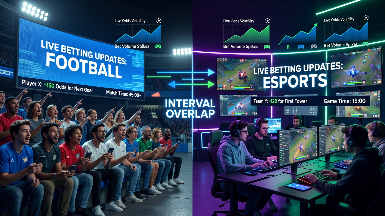 Analytics dashboard showing synchronized live betting volume trends for football and esports events in August 2026