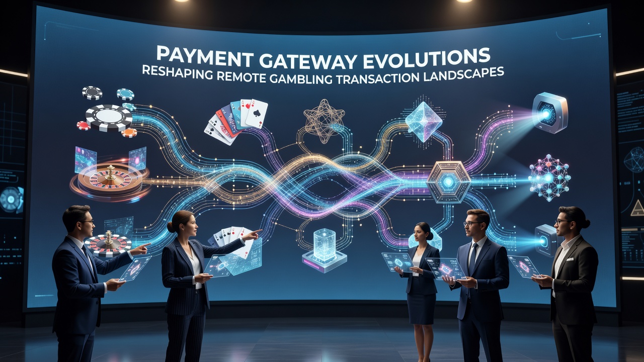 Infographic illustrating transaction volume growth and gateway adoption rates across global remote gambling regions in 2026