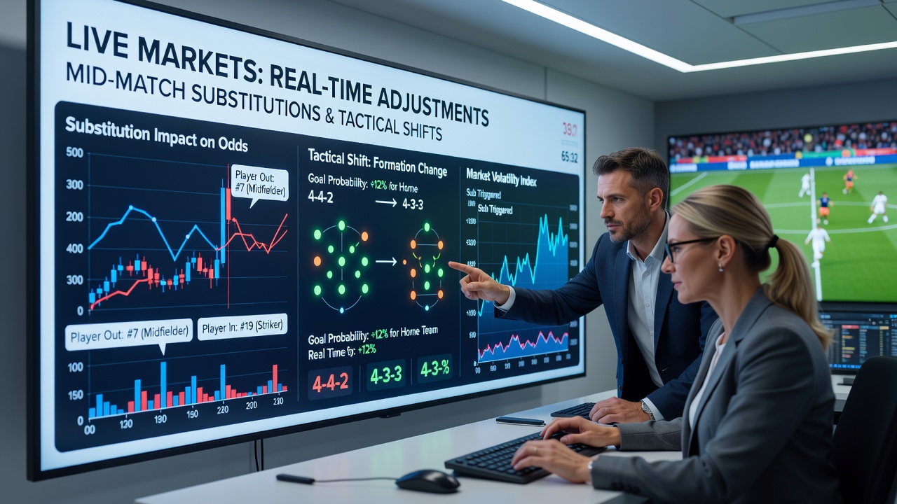 Live football betting interface showing real-time odds updates during a substitution event